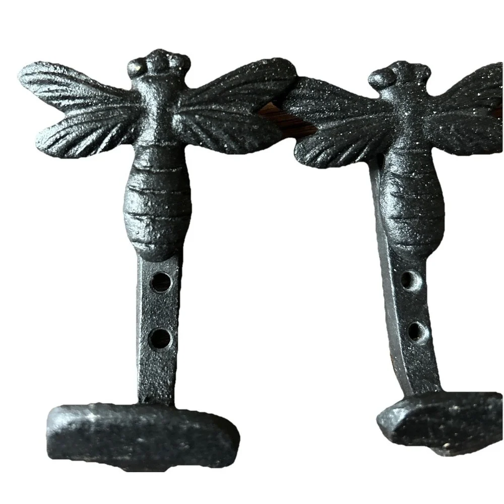 Bee Wall Hook Iron Cabincore Cicada Dragonfly Hanging Farmhouse Rustic Lot Of 3